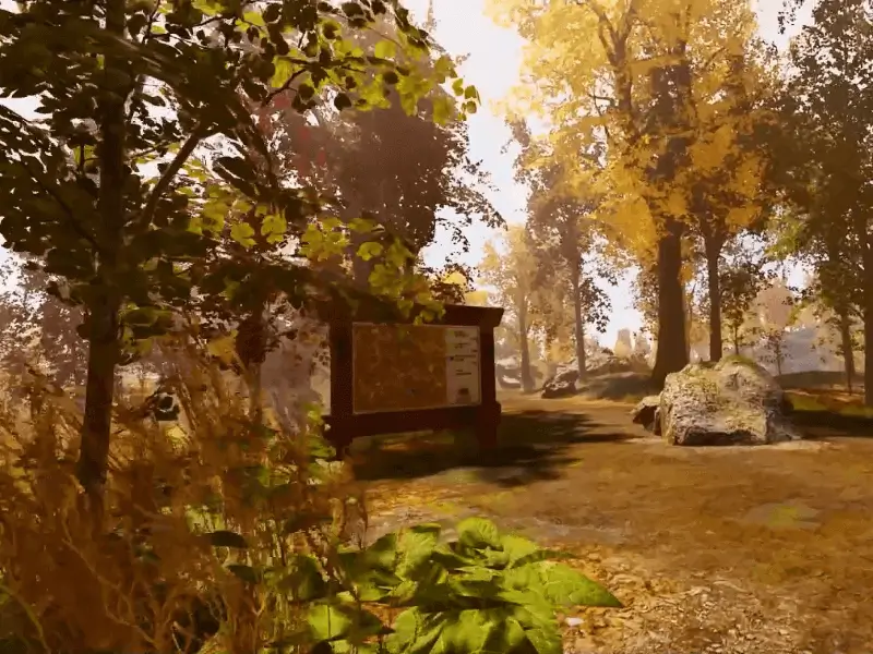 An image from the rider point of view inside the simulation in the environment Appalachia